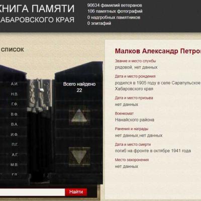 Электронная Книга Памяти Хабаровского края