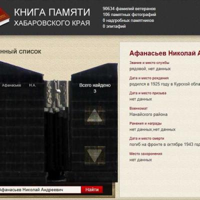 Электронная Книга Памяти Хабаровского края